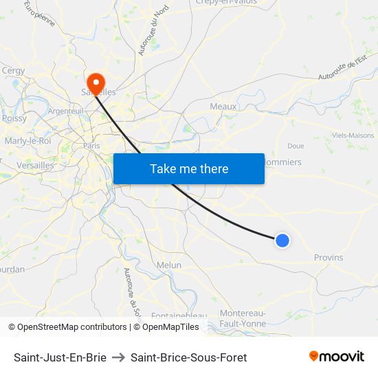 Saint-Just-En-Brie to Saint-Brice-Sous-Foret map