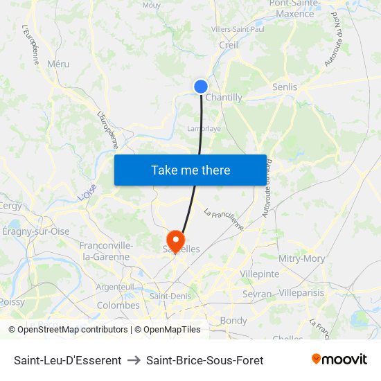 Saint-Leu-D'Esserent to Saint-Brice-Sous-Foret map