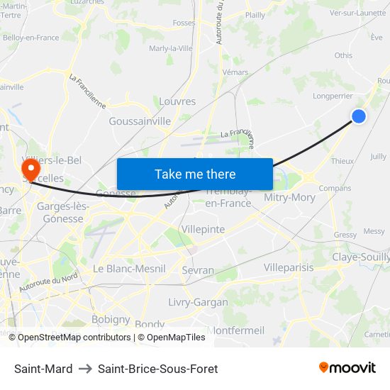 Saint-Mard to Saint-Brice-Sous-Foret map