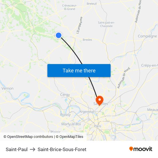 Saint-Paul to Saint-Brice-Sous-Foret map