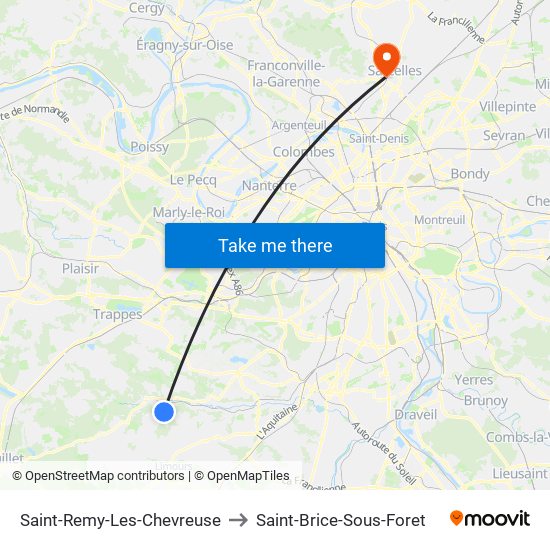 Saint-Remy-Les-Chevreuse to Saint-Brice-Sous-Foret map
