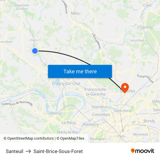 Santeuil to Saint-Brice-Sous-Foret map