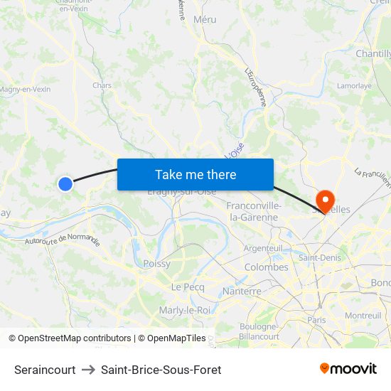 Seraincourt to Saint-Brice-Sous-Foret map