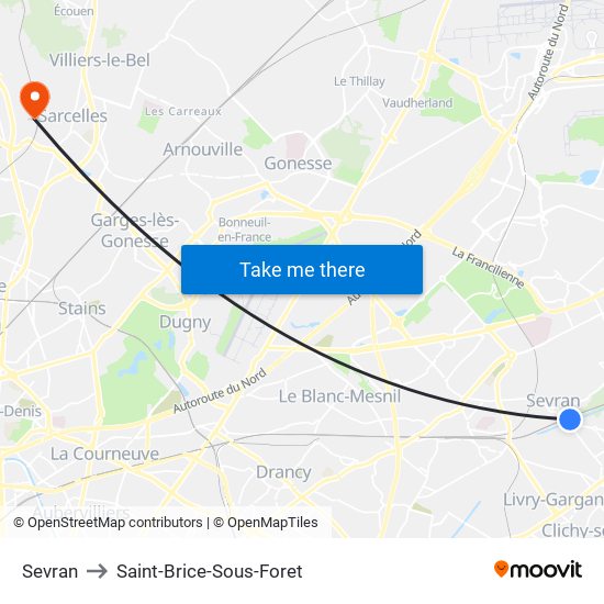 Sevran to Saint-Brice-Sous-Foret map