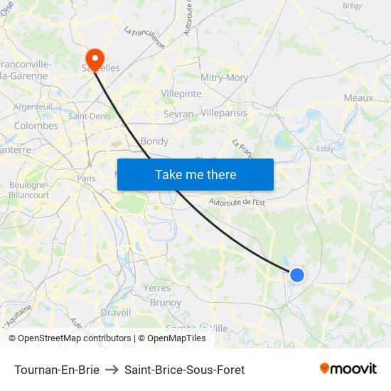 Tournan-En-Brie to Saint-Brice-Sous-Foret map