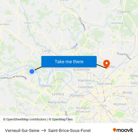 Verneuil-Sur-Seine to Saint-Brice-Sous-Foret map