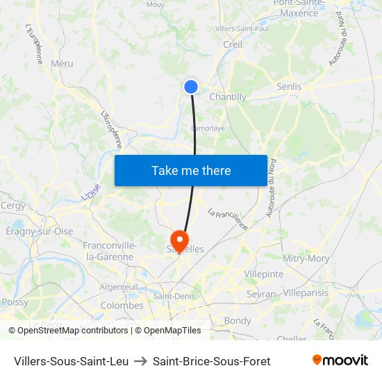 Villers-Sous-Saint-Leu to Saint-Brice-Sous-Foret map