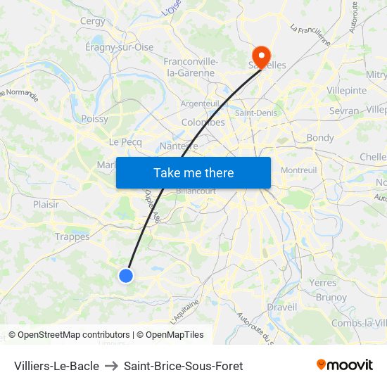 Villiers-Le-Bacle to Saint-Brice-Sous-Foret map