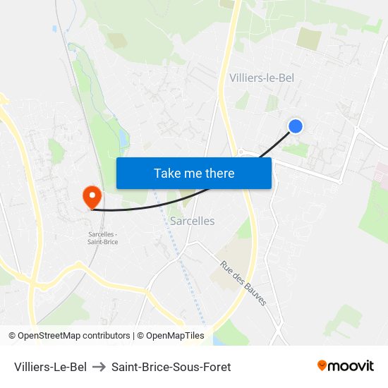 Villiers-Le-Bel to Saint-Brice-Sous-Foret map