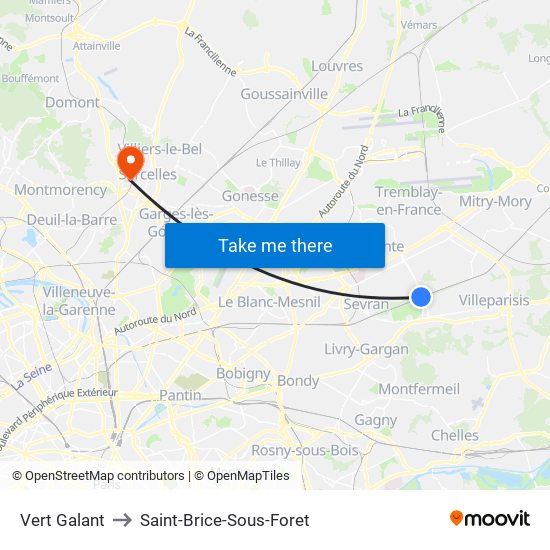 Vert Galant to Saint-Brice-Sous-Foret map