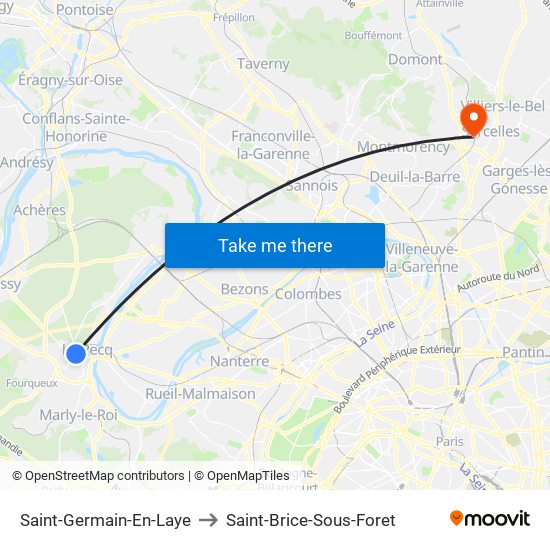 Saint-Germain-En-Laye to Saint-Brice-Sous-Foret map