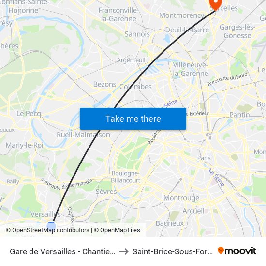 Gare de Versailles - Chantiers to Saint-Brice-Sous-Foret map