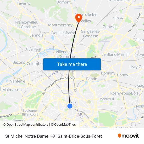 St Michel Notre Dame to Saint-Brice-Sous-Foret map