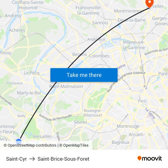 Saint-Cyr to Saint-Brice-Sous-Foret map