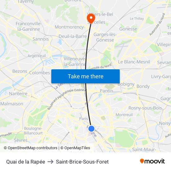 Quai de la Rapée to Saint-Brice-Sous-Foret map