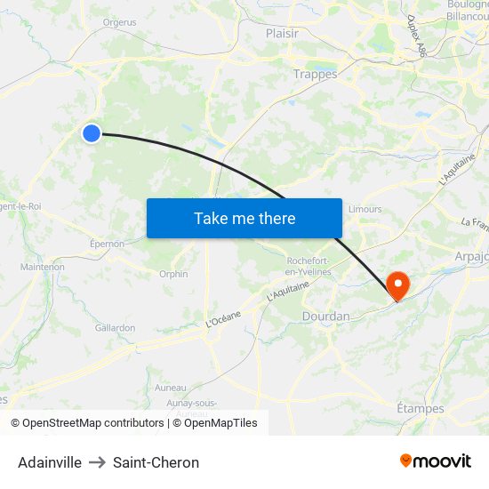 Adainville to Saint-Cheron map