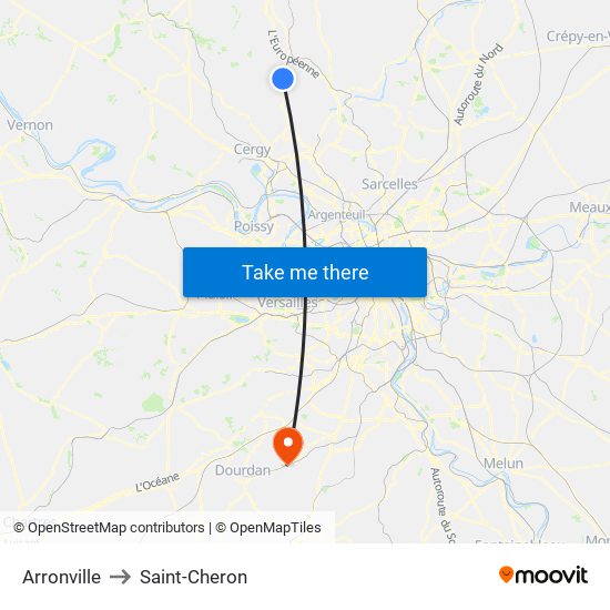 Arronville to Saint-Cheron map