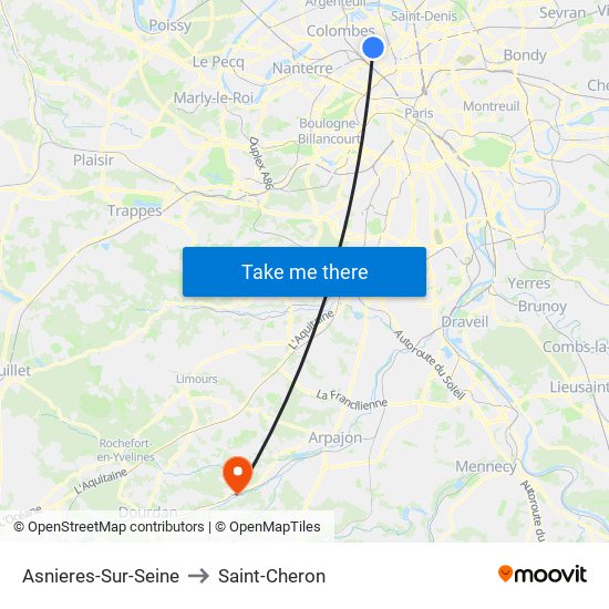 Asnieres-Sur-Seine to Saint-Cheron map
