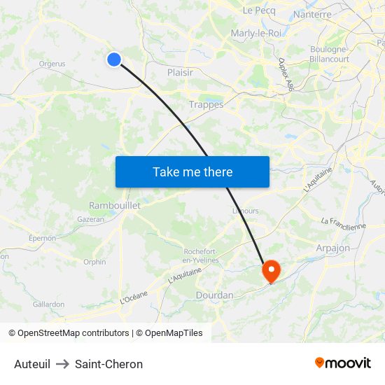 Auteuil to Saint-Cheron map