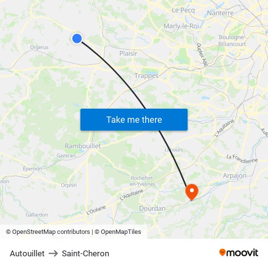 Autouillet to Saint-Cheron map