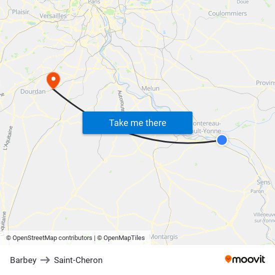 Barbey to Saint-Cheron map