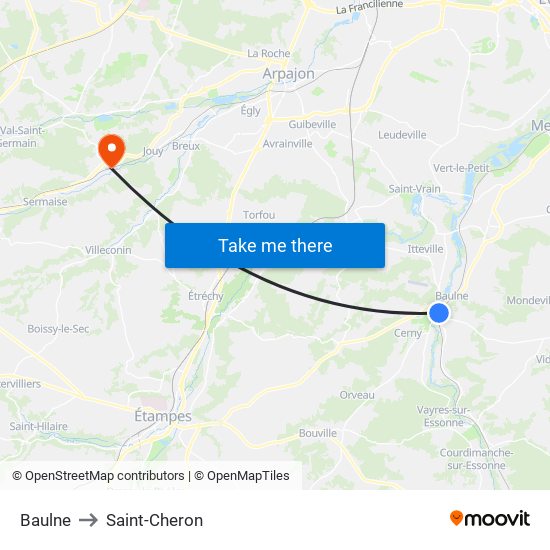 Baulne to Saint-Cheron map
