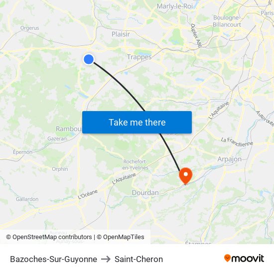 Bazoches-Sur-Guyonne to Saint-Cheron map