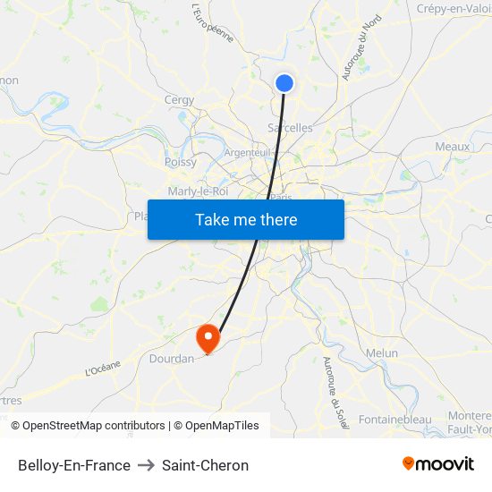 Belloy-En-France to Saint-Cheron map