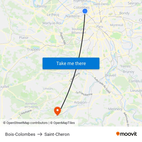 Bois-Colombes to Saint-Cheron map
