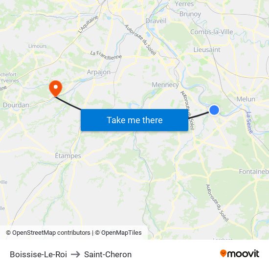 Boissise-Le-Roi to Saint-Cheron map