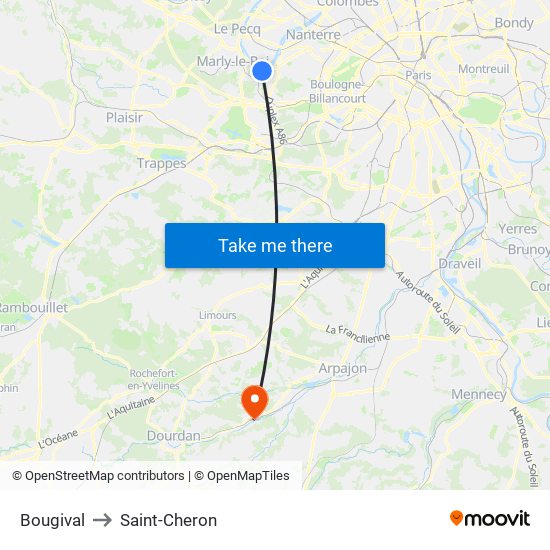 Bougival to Saint-Cheron map
