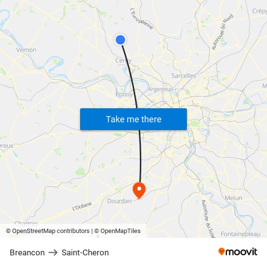 Breancon to Saint-Cheron map