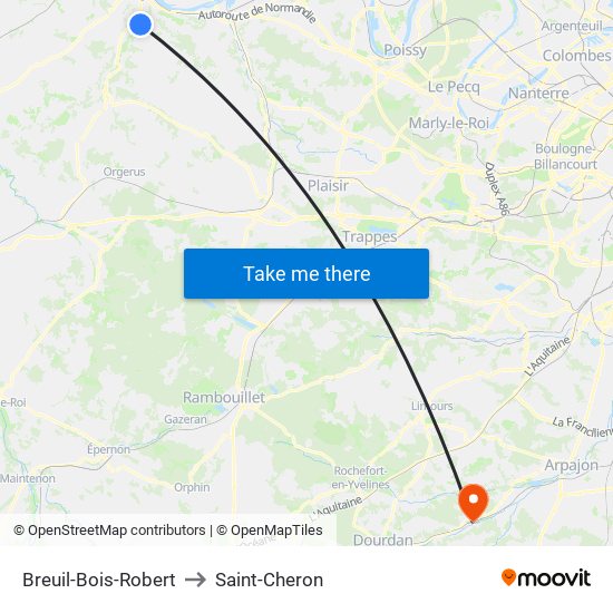 Breuil-Bois-Robert to Saint-Cheron map