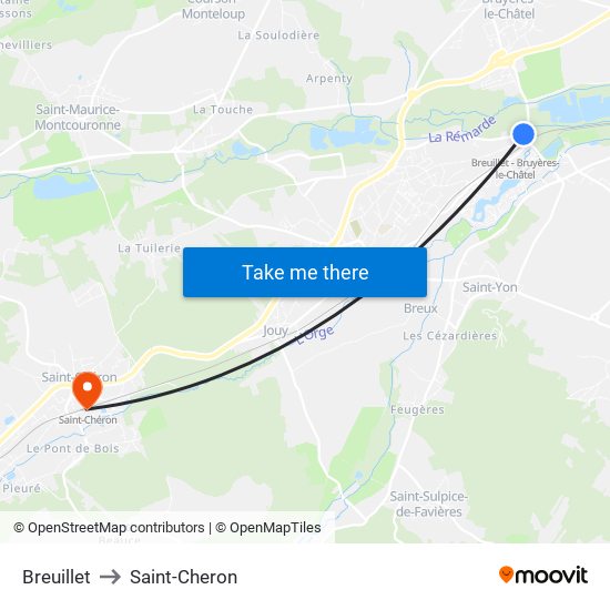 Breuillet to Saint-Cheron map