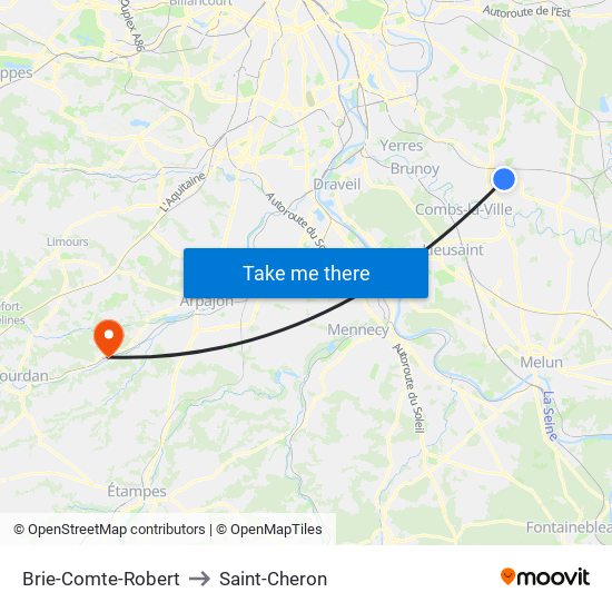 Brie-Comte-Robert to Saint-Cheron map
