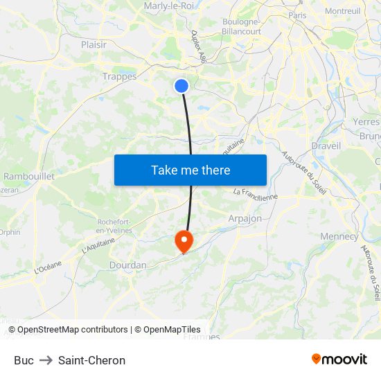 Buc to Saint-Cheron map