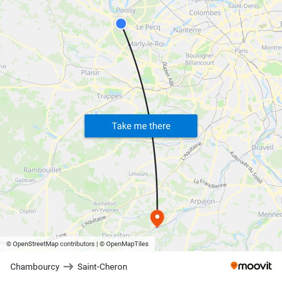 Chambourcy to Saint-Cheron map