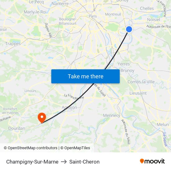 Champigny-Sur-Marne to Saint-Cheron map