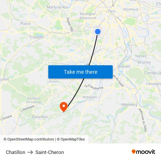 Chatillon to Saint-Cheron map