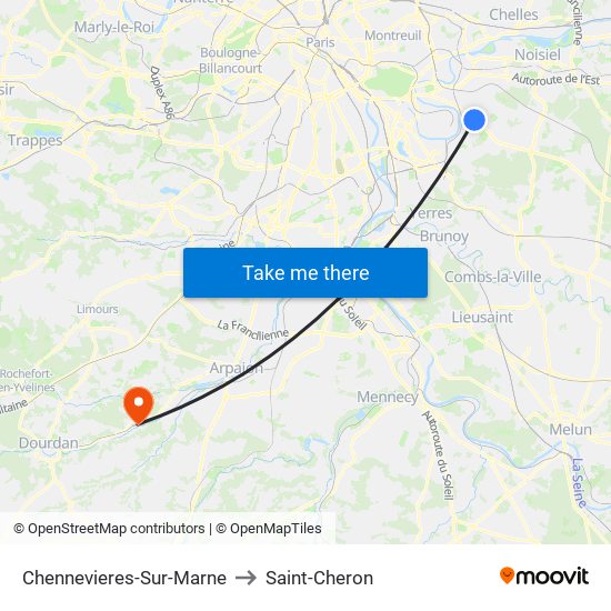 Chennevieres-Sur-Marne to Saint-Cheron map