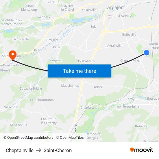 Cheptainville to Saint-Cheron map