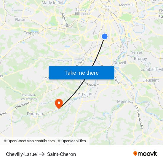 Chevilly-Larue to Saint-Cheron map