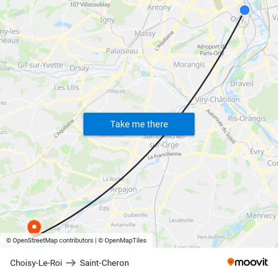 Choisy-Le-Roi to Saint-Cheron map