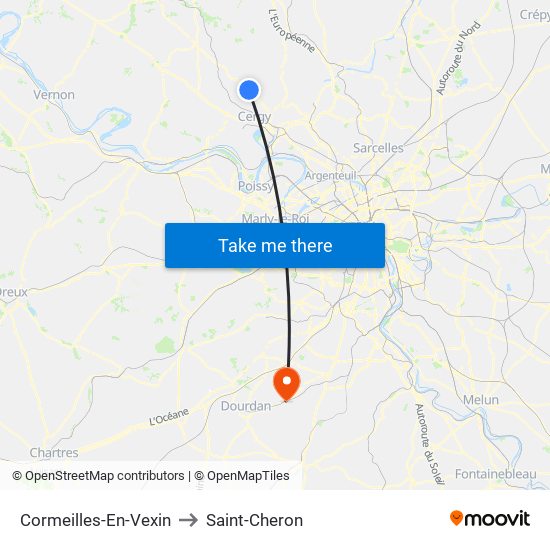 Cormeilles-En-Vexin to Saint-Cheron map