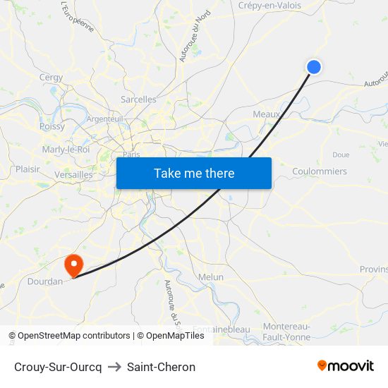 Crouy-Sur-Ourcq to Saint-Cheron map