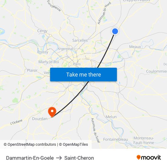 Dammartin-En-Goele to Saint-Cheron map