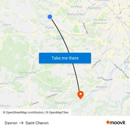 Davron to Saint-Cheron map