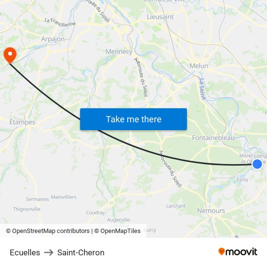 Ecuelles to Saint-Cheron map