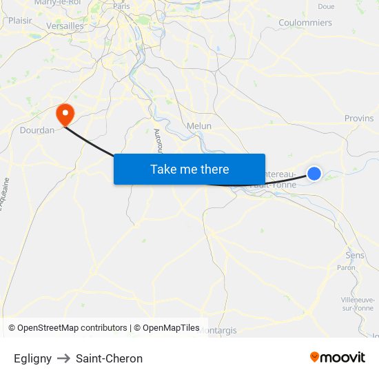 Egligny to Saint-Cheron map