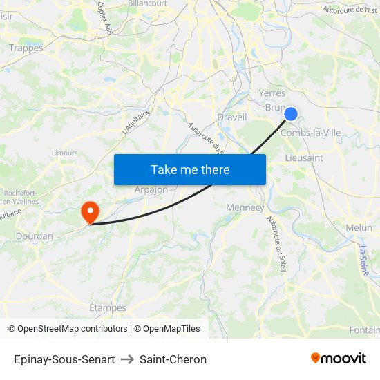 Epinay-Sous-Senart to Saint-Cheron map